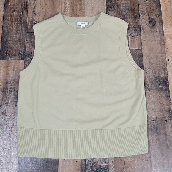 Vince Womens Large Ivory Green Wool Cashmere Blend‎ Sweater Vest V031579537 - Picture 1 of 8